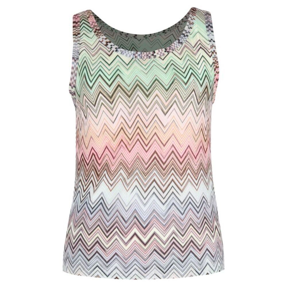 Missoni Abstract Zigzag Print Sleeveless Tank Top in Multicolor Rayon
